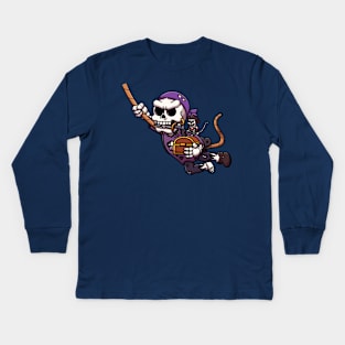 Pirate Skeleton With Skeleton Monkey On Shoulder Kids Long Sleeve T-Shirt